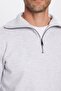 Unisex Relax Fit Comfortable Cut Ribbed Patterned Cotton Half Zipper Gray Stand Collar Sweatshirt - 5