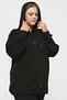Women's Large Size Hooded Zipper Model 2 Pockets Long Black Sports & Casual Sweatshirt Black - 2