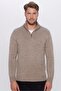 Men's Slim Fit Slim Fit Dobby Zippered Brown Stand Collar Knitwear Sweater - 2