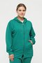 Women's Large Size Hooded Zipper Model 2 Pockets Long Green Sports & Casual Sweatshirt Green - 4