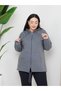 Women's Large Size Hooded Zippered Model 2 Pockets Long Gray Sports & Casual Sweatshirt Black - 5