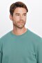 Unisex Relax Fit Relax Cut Cotton Soft Textured Fleece Basic Oil Crew Neck Sweatshirt