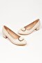 Women's Beige Faux Leather Short Heel Stiletto Buckle - 2