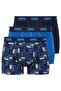 Men's Navy Blue-Sax-Printed 3-Piece Boxers 80509 - 2