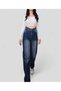 Baggy Jeans with Buckle Detail, Dark Blue, Tint Chemical, Super High Waist, Without Lycra - 2