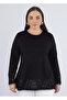 Women's Plus Size Sleeve Hem Tassel Sequin Crew Neck Stretchy Viscose Long Sleeve Blouse - 3