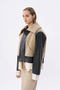 Black Plush Belted Leather Jacket - 4