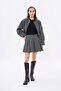 Thick Pleated Stitch Mini Skirt Anthracite - 2