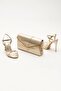 Women's Platform Stoned Evening Dress Shoes and Bag Set Gold
