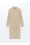 Shirt Collar Shiny Look Dress - 5