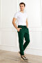 Men's 3 Thread Elastic Leg Sweatpants Bottom High Waist Lace-Up Green Thick Fleece - 4