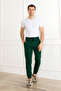 Men's 3 Thread Elastic Leg Sweatpants Bottom High Waist Lace-Up Green Thick Fleece