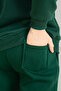 Men's 3 Thread Elastic Leg Sweatpants Bottom High Waist Lace-Up Green Thick Fleece - 2
