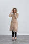 Women's Cream Long Inflatable Coat with Hood and Fur - 2