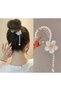 Women's Spring Hair Bun Buckle with Floral Pearl Detail - 3
