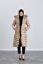 Women's Beige Long Puffer Jacket - 4