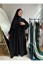 Collar Zippered Gathered Sleeve Lace-up Long Hijab Dress