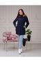 Navy Blue Fur Lined and Waterproof Large Size Oversize Women's Winter Coat & Coat - 3