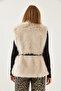 Women's Cream Fur Belted Vest 6804 60351242 - 4