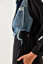 Women's Black Denim Embellished Long Flared Dress 60351248 - 2