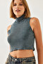 Women's Gray Knitwear Crop Blouse 20246055 - 7