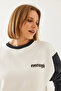 Women's White Gray Printed Piecework Sweatshirt 60351255 - 3