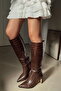 Stylish Heels Below Knee Pointed Toe Zippered Matte Leather Women's Boots