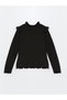 Lcw Kids Girl's T-Shirt with Stand Collar (W4) - 2