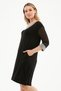 Women's Large Size Sleeve Transparent Detail Knitted Black Dress - 5