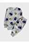 Boy's Cotton Gray Blue Spiderman Patterned Long Sleeve Seasonal Pajamas Set