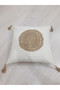 Linen Decorative Macrame Knit Throw Pillow Cover - Single Pillow 43X43 cm (Color Mink)