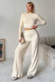 Half-Turtleneck Knit Cropped Sweater Pants Knit Top and Bottom Set