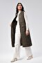 Women's Zipper Detailed Long Quilted Vest - 8