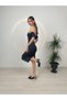 Special Design Off Shoulder Black Polka Dot Evening Dress - 5