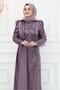 WOMEN'S PINK (ROSE) EMBROIDERY DETAILED EVENING DRESS T 3653 - 3