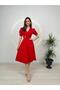 Shiny Jewelled Red Wedding Evening Dress - Jacket Collar and Button Detail