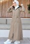 WOMEN BEIGE HOODED CAP T 3007-1