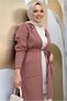 Women's Pink (G.KURUSU) Belted Knitwear Cardigan T 7161