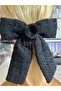 Stylish Adult Automatic Buckle in Black, Silvery Tweed Fabric with Shimmer, Bow and Tail. - 2