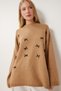 Bow Detailed Oversize Knitwear Sweater Bi̇sküvi̇ Lkb0009
