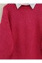 Knitted tunic with diamond pattern - fuchsia - 2
