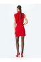 Upright Draped Neckline Draped Sleeveless Double Breasted Mini Dress - 4