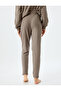 Slim Fit Ribbed Knitted Pajama Bottoms with Pockets - 4