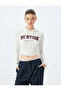 Long Sleeve Slim Fit Ribbed Printed Hooded Crop T-Shirt - 2