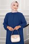 Buttoned Aerobin Hijab Double Set Indigo - 2