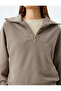Long Sleeve Half Zipper Detail Stand Collar Knitted Sleepwear Top - 5