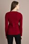Women's Red V-Neck Ribbed Knitwear - 8