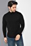 Men's Black Half Turtleneck Basic Knitwear Sweater - 3