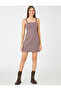 Floral Salopet Dress with Slit and Straps Square Neck - 3