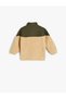Plush Jacket Stand Collar Pocket Zipper Closure Parachute Fabric Detailed - 4
